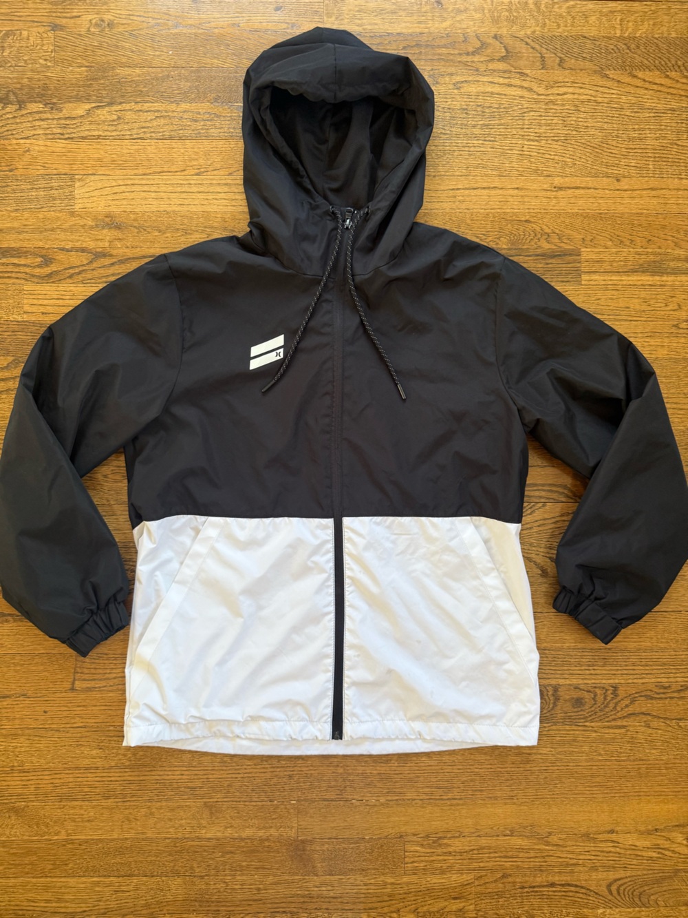 Hurley Black and White Colorblock Windbreaker Jacket